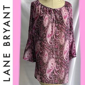 Lane Bryant Pink Paisley Long Blouse